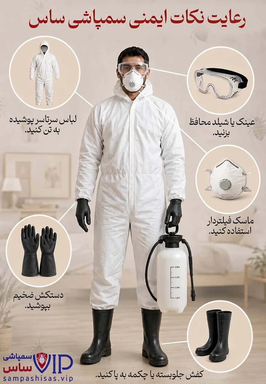 مرحله دوم: رعایت نکات ایمنی سمپاشی ساس