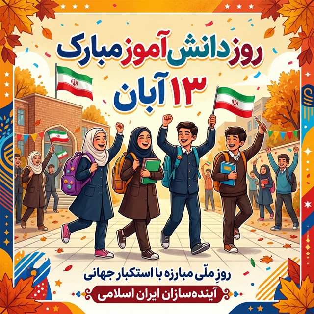 عکس نوشته روز دانش آموز ۱۳ آبان ۱۴۰۵ با متن زیبا